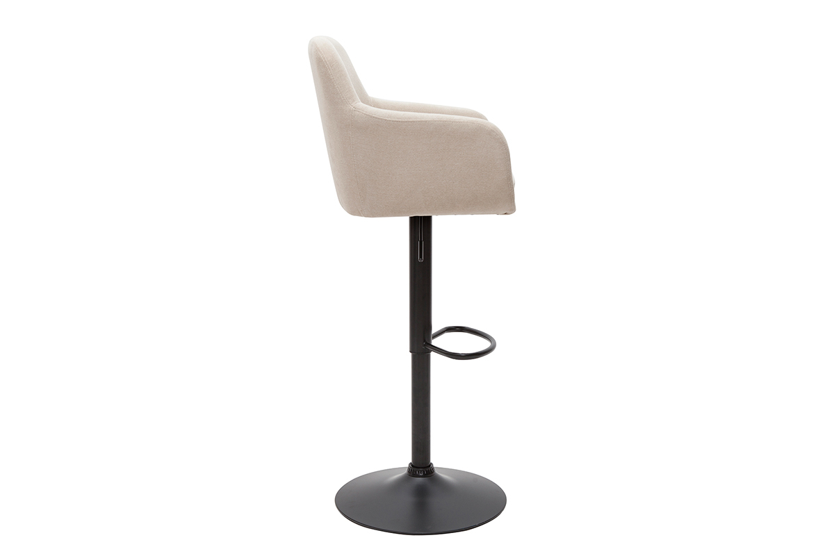 Tabourets de bar rglables tissu effet velours beige et mtal (lot de 2) AMIKA