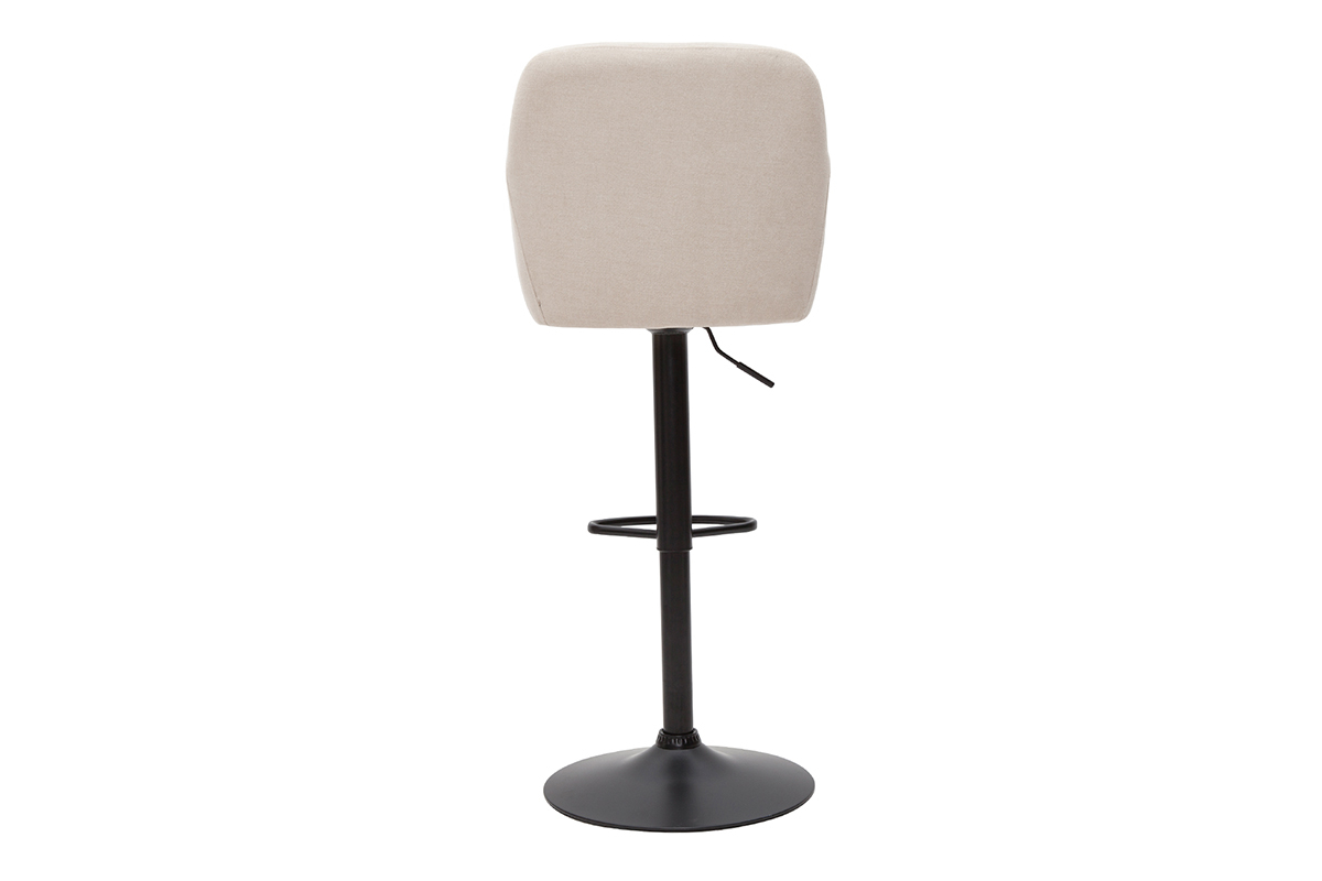 Tabourets de bar rglables tissu effet velours beige et mtal (lot de 2) AMIKA