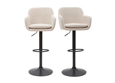 Tabourets de bar réglables tissu effet velours beige et métal (lot de 2) AMIKA