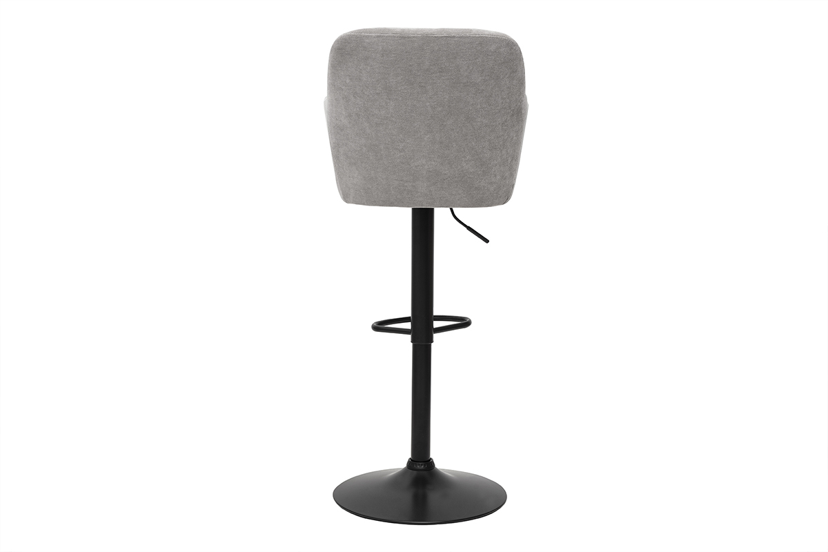 Tabourets de bar rglables tissu effet velours gris et mtal (lot de 2) AMIKA