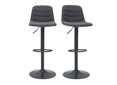 Tabourets de bar réglables tissu et métal gris foncé (lot de 2) SAURY