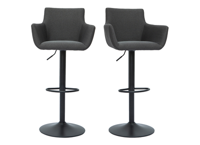 Tabourets de bar réglables tissu gris anthracite métal noir (lot de 2) CARLIE