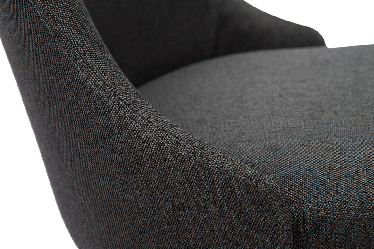 Tabourets de bar rglables tissu gris fonc et mtal noir (lot de 2) HASTA