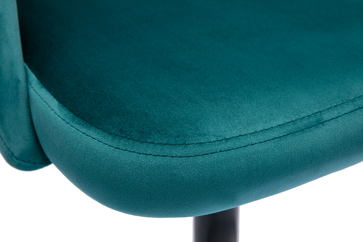 Tabourets de bar relevables en velours bleu p�trole et m�tal noir (lot de 2) COSETTE