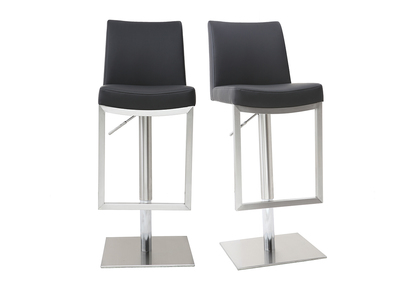 Tabourets de bar relevables noir et acier chromé (lot de 2) KYLE