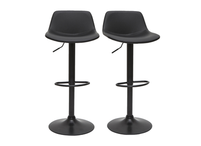 Tabourets de bar relevables noirs et métal noir (lot de 2) NONIE