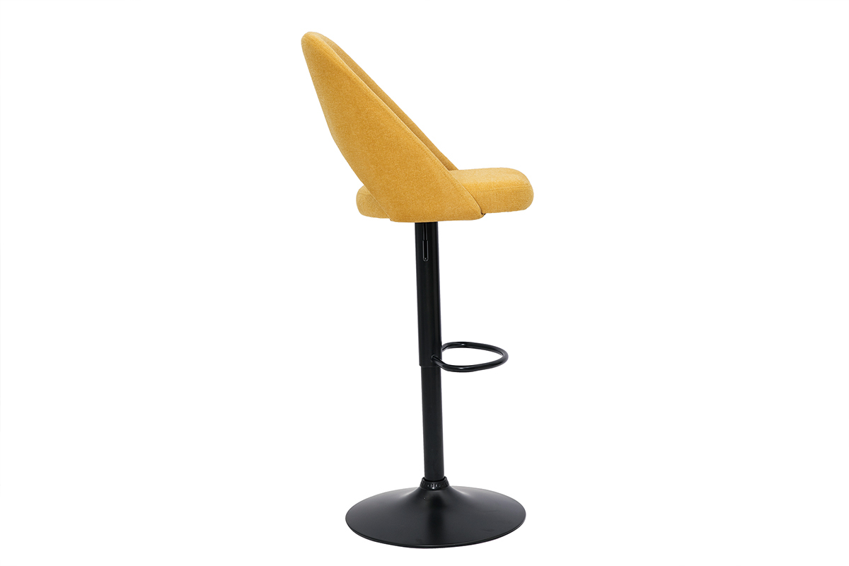 Tabourets de bar relevables tissu effet velours textur jaune moutarde et mtal noir (lot de 2) COSETTE