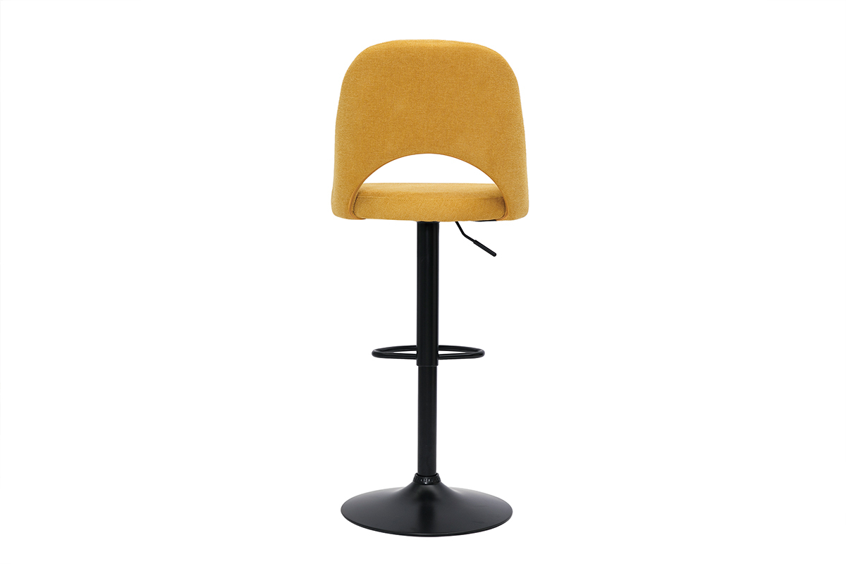 Tabourets de bar relevables tissu effet velours textur jaune moutarde et mtal noir (lot de 2) COSETTE