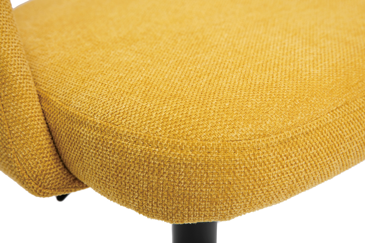 Tabourets de bar relevables tissu effet velours textur jaune moutarde et mtal noir (lot de 2) COSETTE
