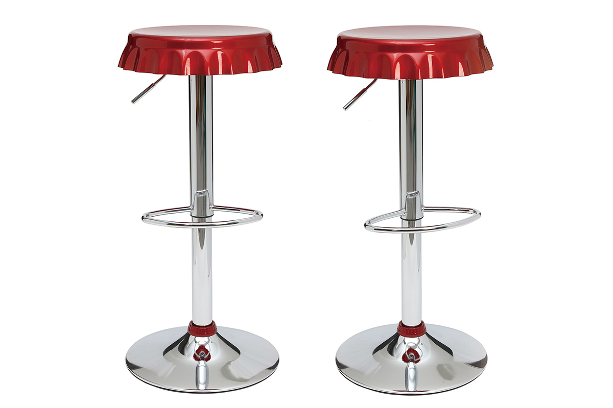 Tabourets de bar rouge bordeaux NEW CAPSULE (lot de 2)