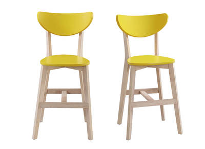 Tabourets de bar scandinave jaune et bois 65cm (lot de 2) LEENA