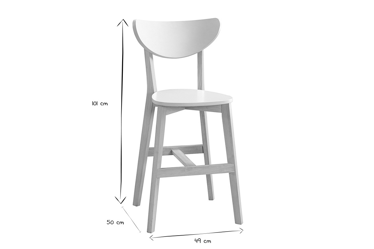 Tabourets de bar scandinaves blanc et bois H65 cm (lot de 2) LEENA