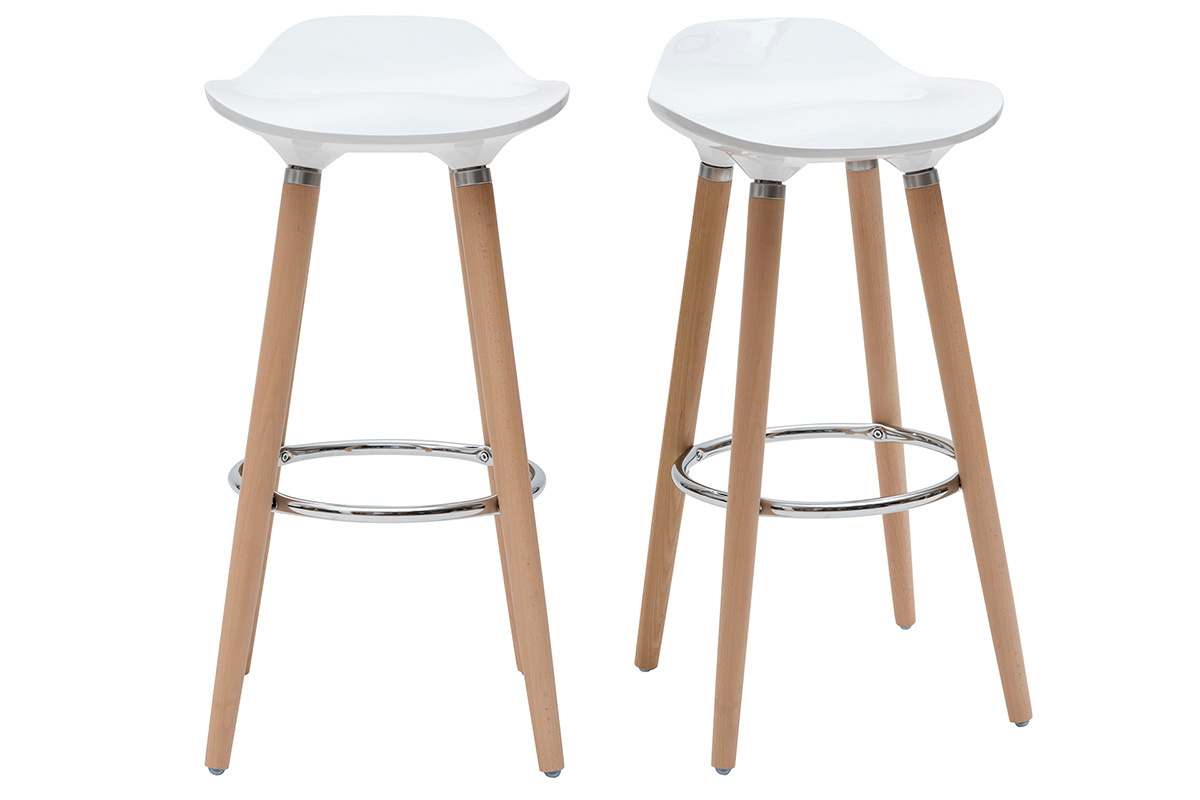 Tabourets de bar scandinaves blancs H74 cm (lot de 2) GILDA