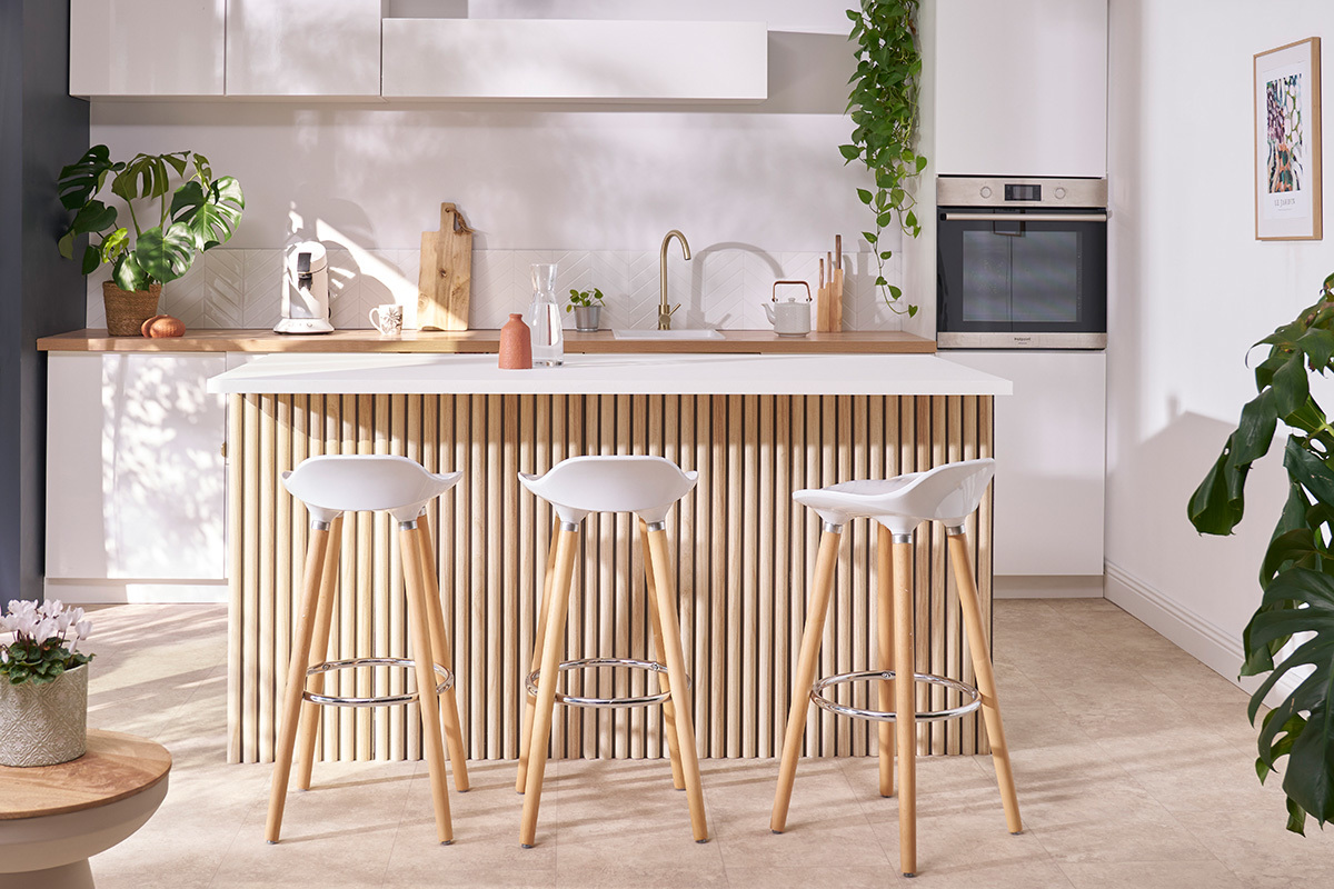 Tabourets de bar scandinaves blancs H74 cm (lot de 2) GILDA