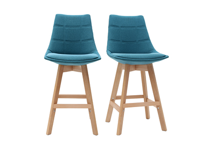 Tabourets de bar scandinaves bleu canard 65 cm (lot de 2) MATILDE