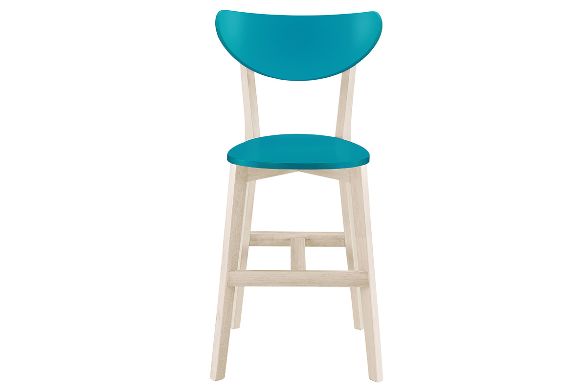 Tabourets de bar scandinaves bleu canard H65 cm (lot de 2) LEENA