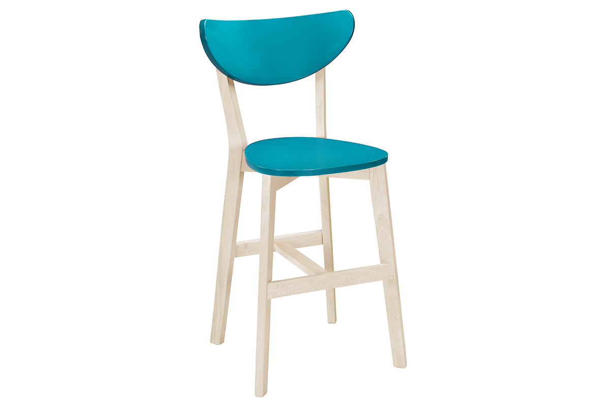 Tabourets de bar scandinaves bleu canard H65 cm (lot de 2) LEENA