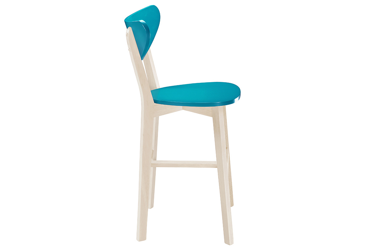 Tabourets de bar scandinaves bleu canard H65 cm (lot de 2) LEENA