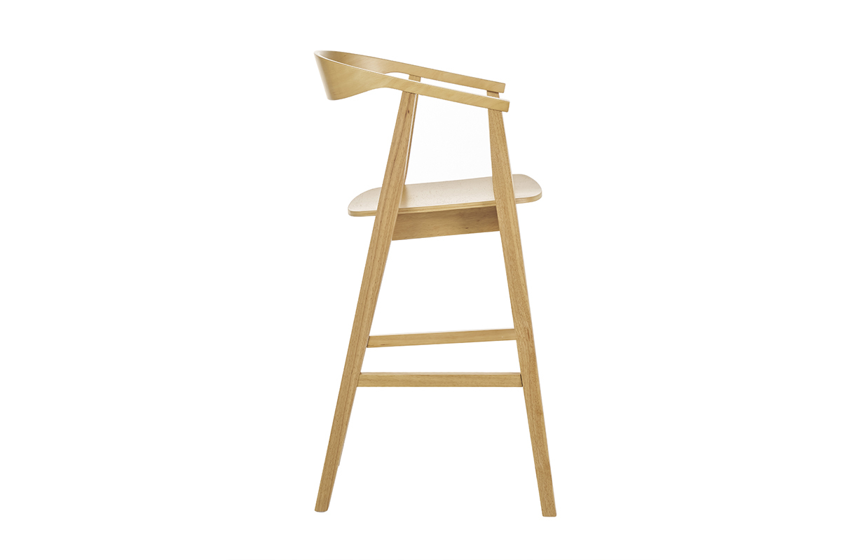 Tabouret de bar scandinave en bois clair, vue de ct.