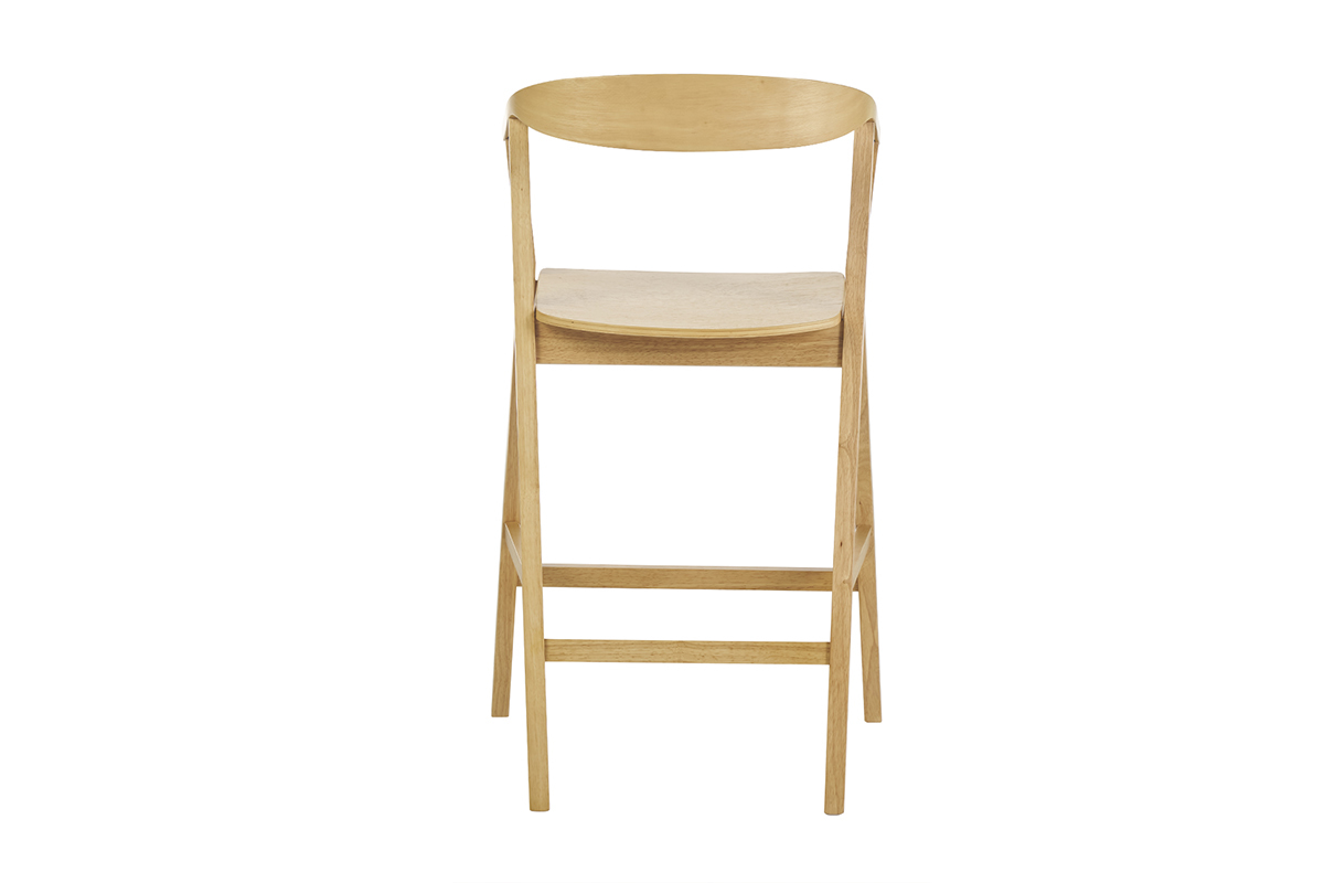 Tabouret de bar scandinave en bois clair BAHIA, vue de dos.
