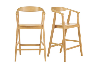 Tabourets de bar scandinaves en bois clair (lot de 2) BAHIA