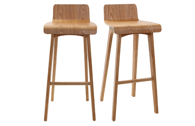 Tabouret De Bar Rond En Bois Massif - Plateau 35 Cm - Pour Cuisine, Bar, Restaurant