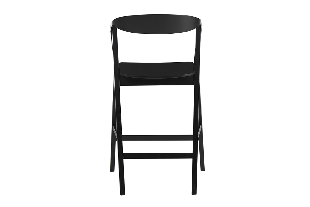 Tabouret de bar scandinave en bois noir, vue de dos