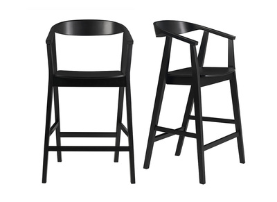 Tabourets de bar scandinaves en bois noir H66.5 cm (lot de 2) BAHIA