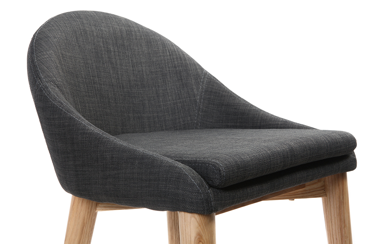 Tabourets de bar scandinaves en tissu gris anthracite et fr�ne massif H66 cm (lot de 2) DALIA
