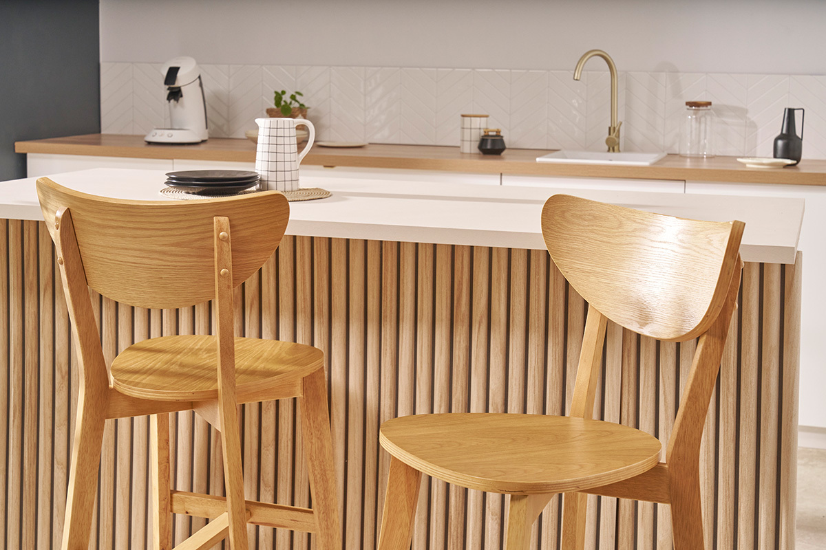 Tabourets de bar scandinaves finition chne H65 cm (lot de 2) LEENA