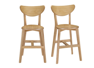 Tabourets de bar scandinaves finition chêne H65 cm (lot de 2) LEENA