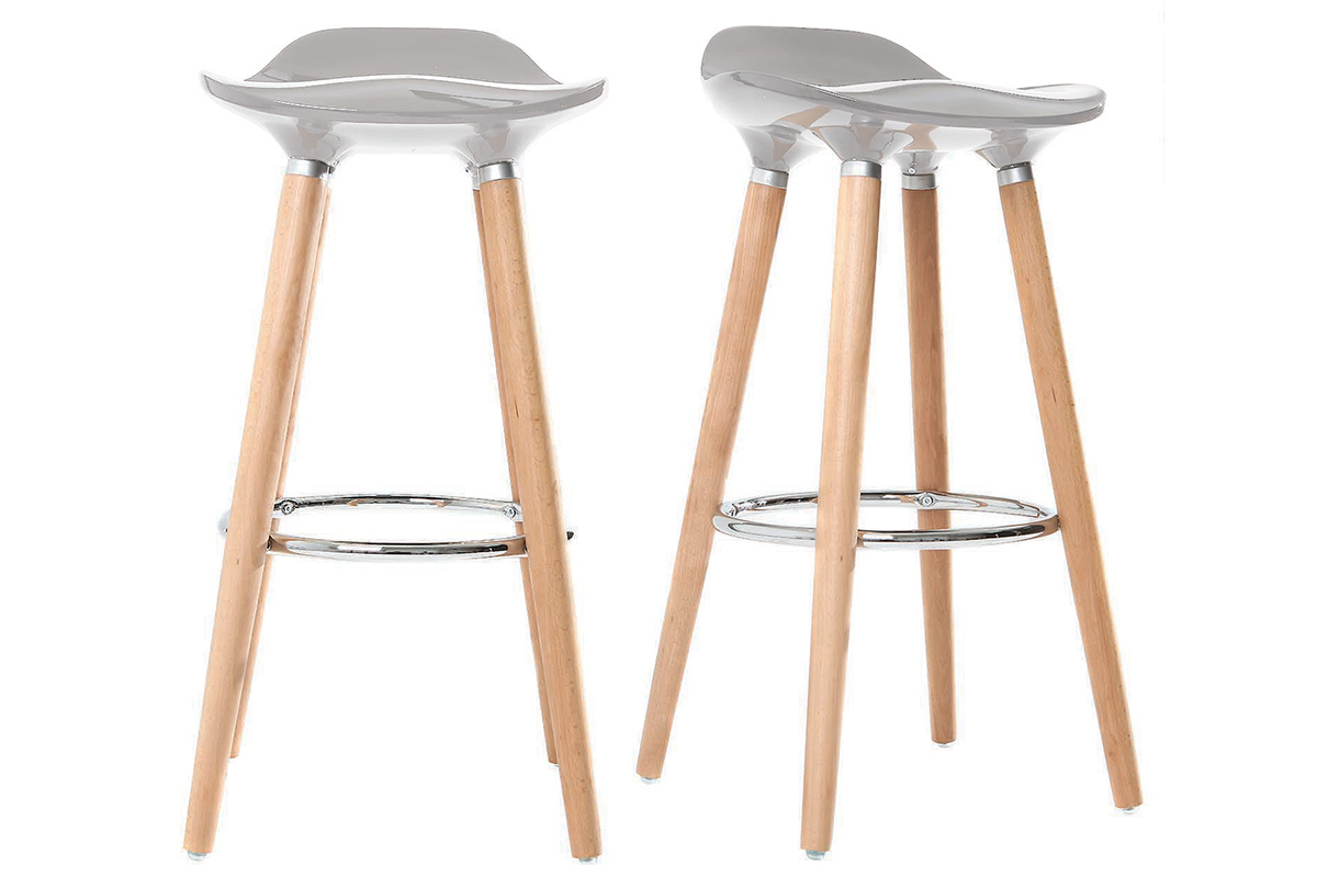 Tabourets de bar scandinaves gris (lot de 2) GILDA