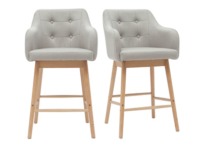 Tabourets de bar scandinaves gris clair et bois H65 cm (lot de 2) BALTIK