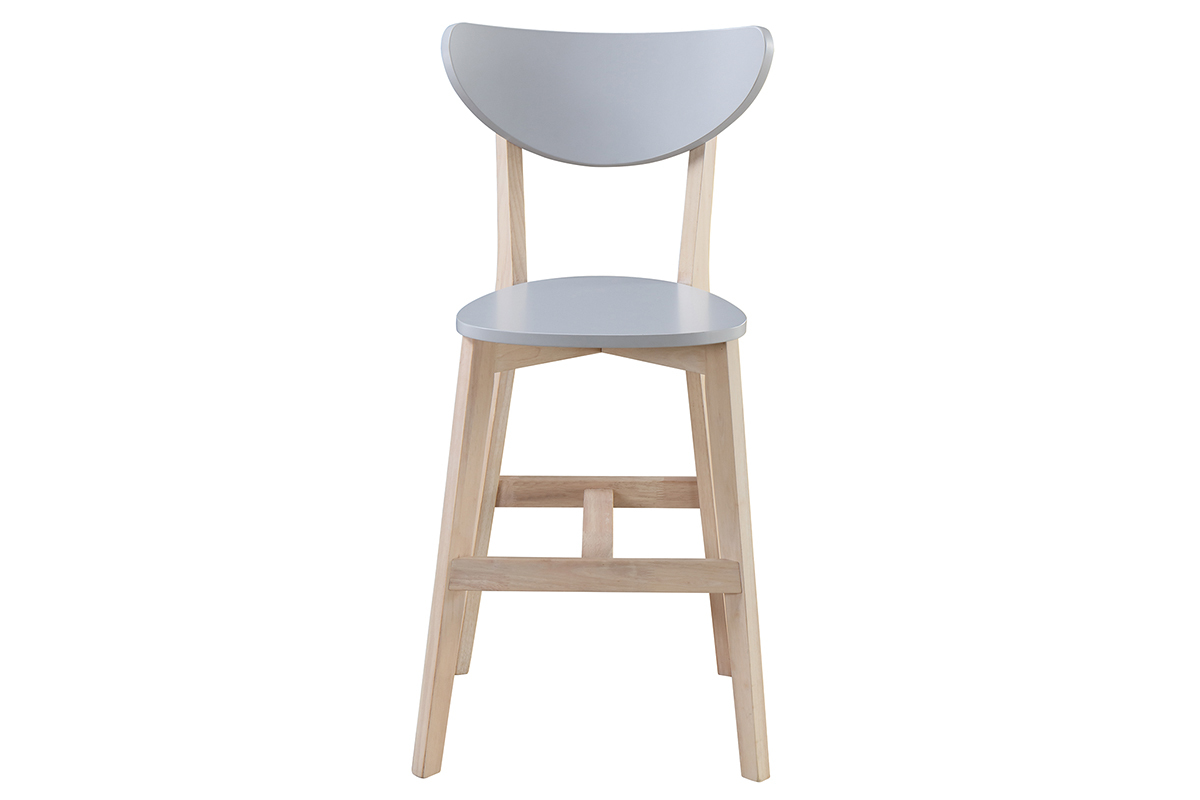 Tabourets de bar scandinaves gris et bois H65 cm (lot de 2) LEENA