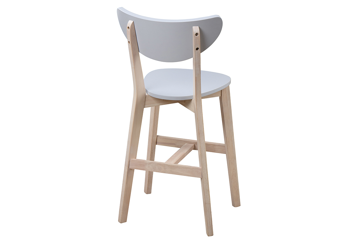 Tabourets de bar scandinaves gris et bois H65 cm (lot de 2) LEENA