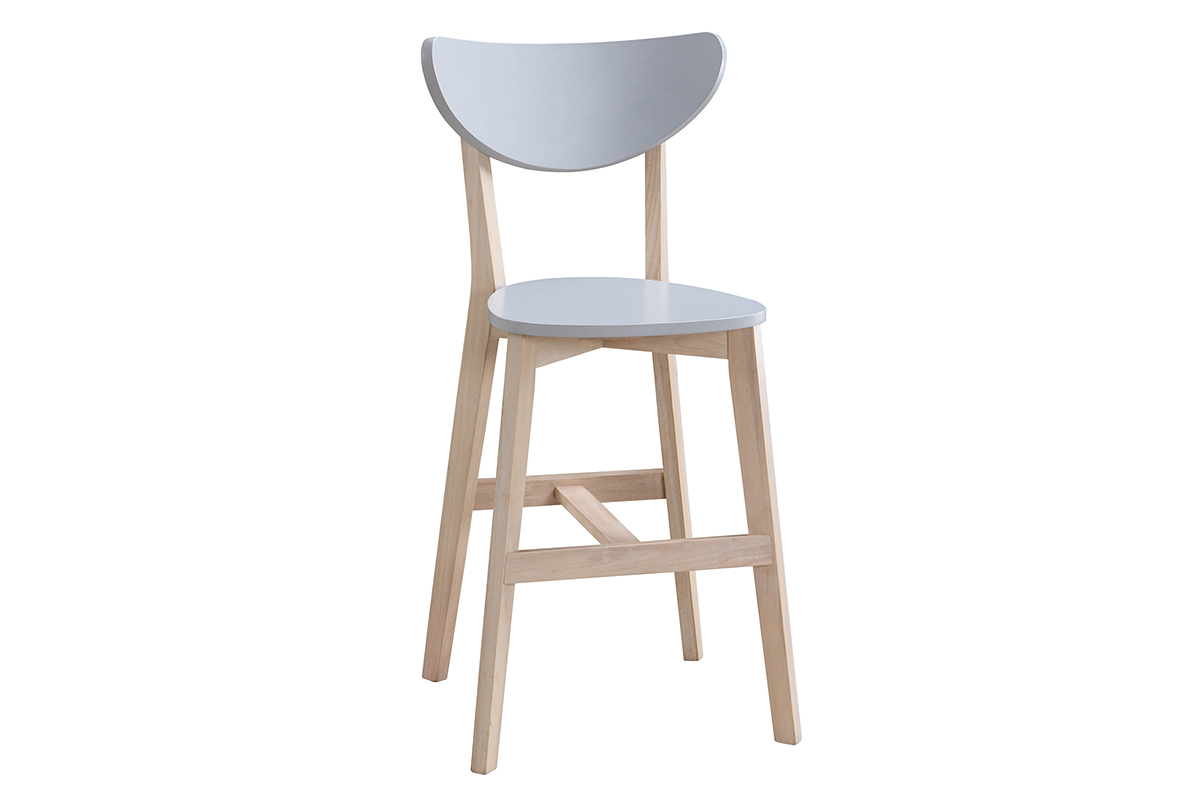 Tabourets de bar scandinaves gris et bois H65 cm (lot de 2) LEENA
