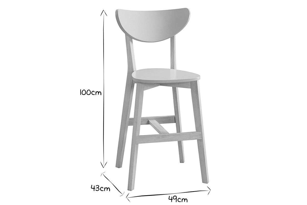 Tabourets de bar scandinaves gris et bois H65 cm (lot de 2) LEENA