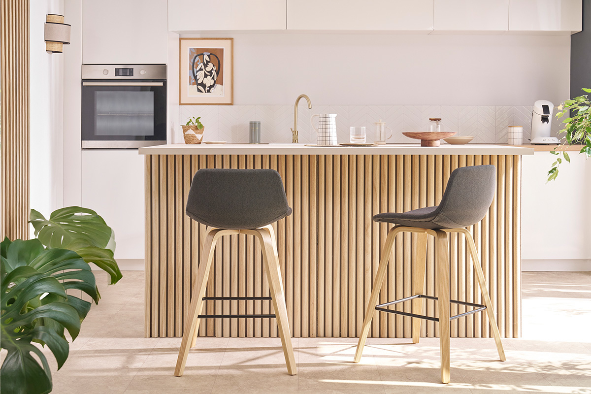 Tabourets de bar scandinaves gris fonc H65 cm (lot de 2) NONIE