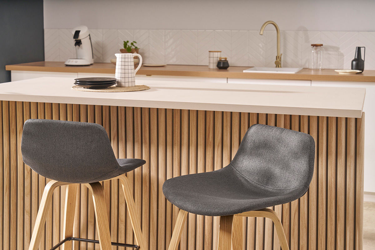 Tabourets de bar scandinaves gris fonc H65 cm (lot de 2) NONIE