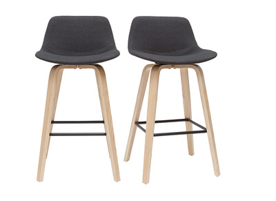 Tabourets de bar scandinaves gris foncé H65 cm (lot de 2) NONIE