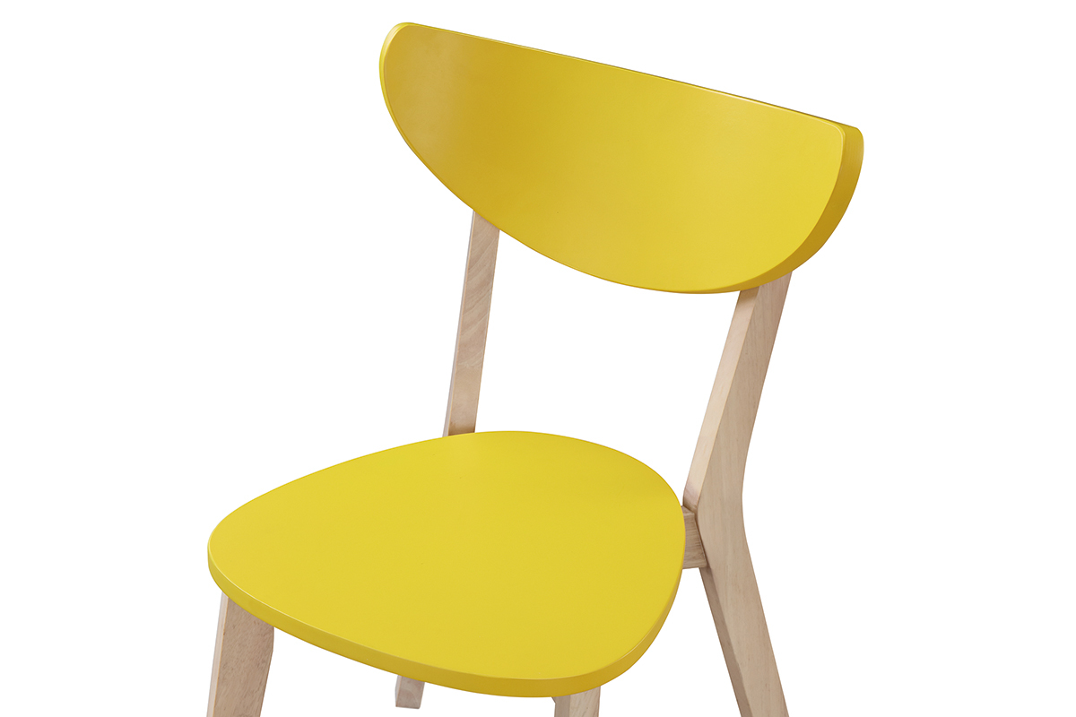 Tabourets de bar scandinaves jaune et bois H65 cm (lot de 2) LEENA