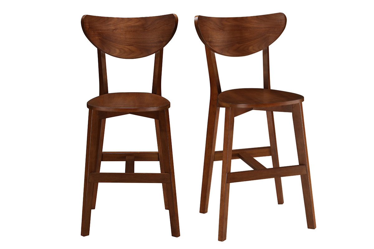 Tabourets de bar scandinaves noyer H65 cm (lot de 2) LEENA