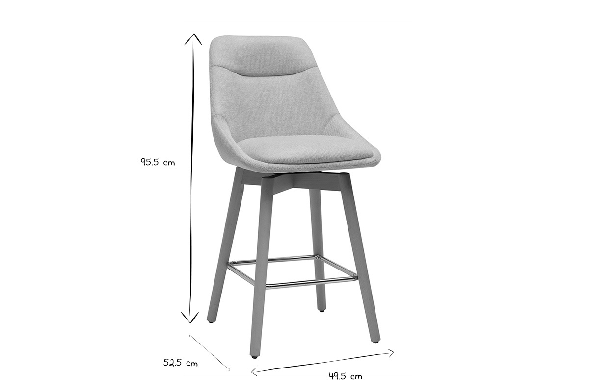 Dimensions d'un tabouret de bar noir et blanc : 95,5 x 52,5 x 49,5 cm.