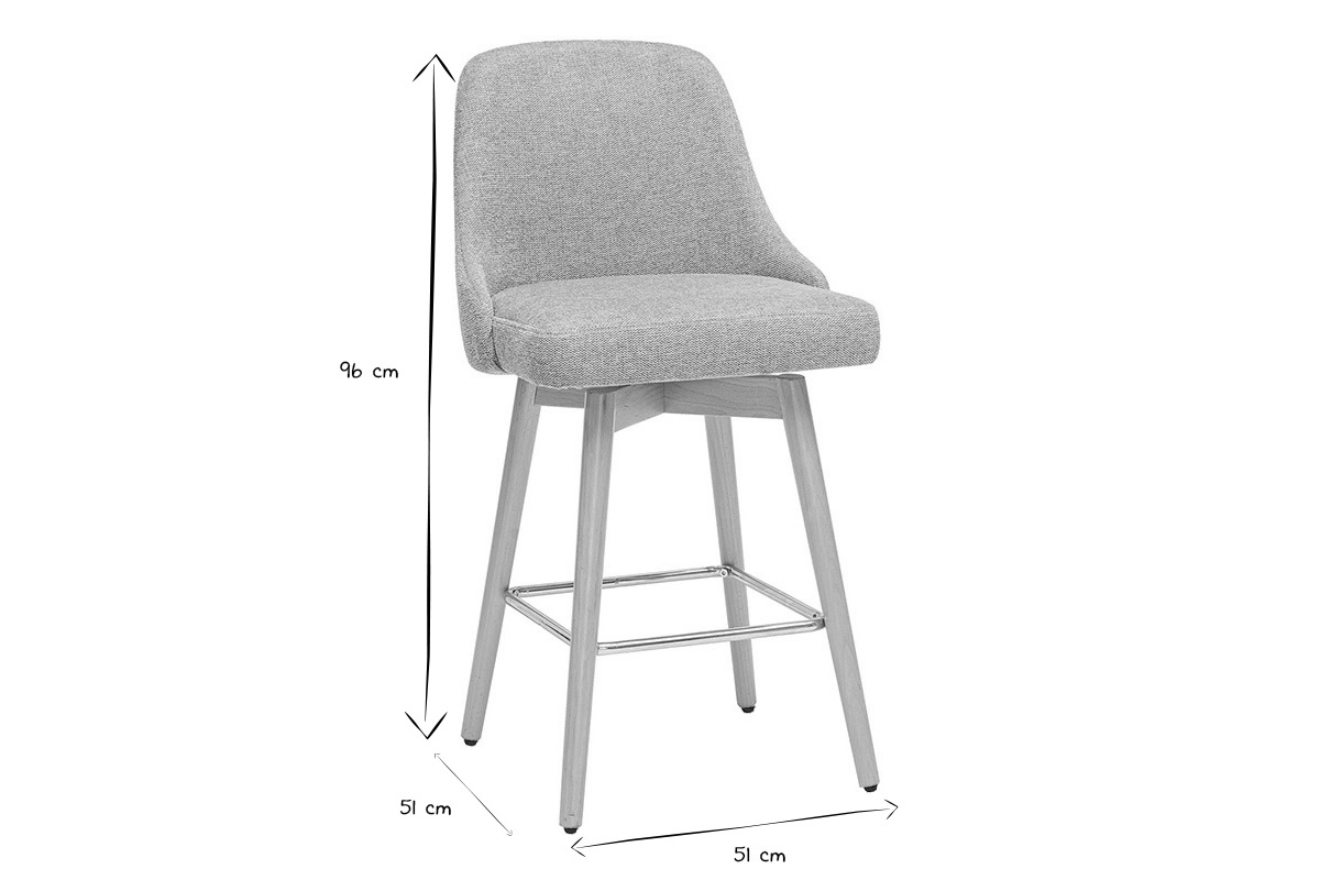 Tabourets de bar scandinaves pivotants 360 en tissu effet velours textur terracotta et bois htre massif H65 cm (lot de 2) HASTA