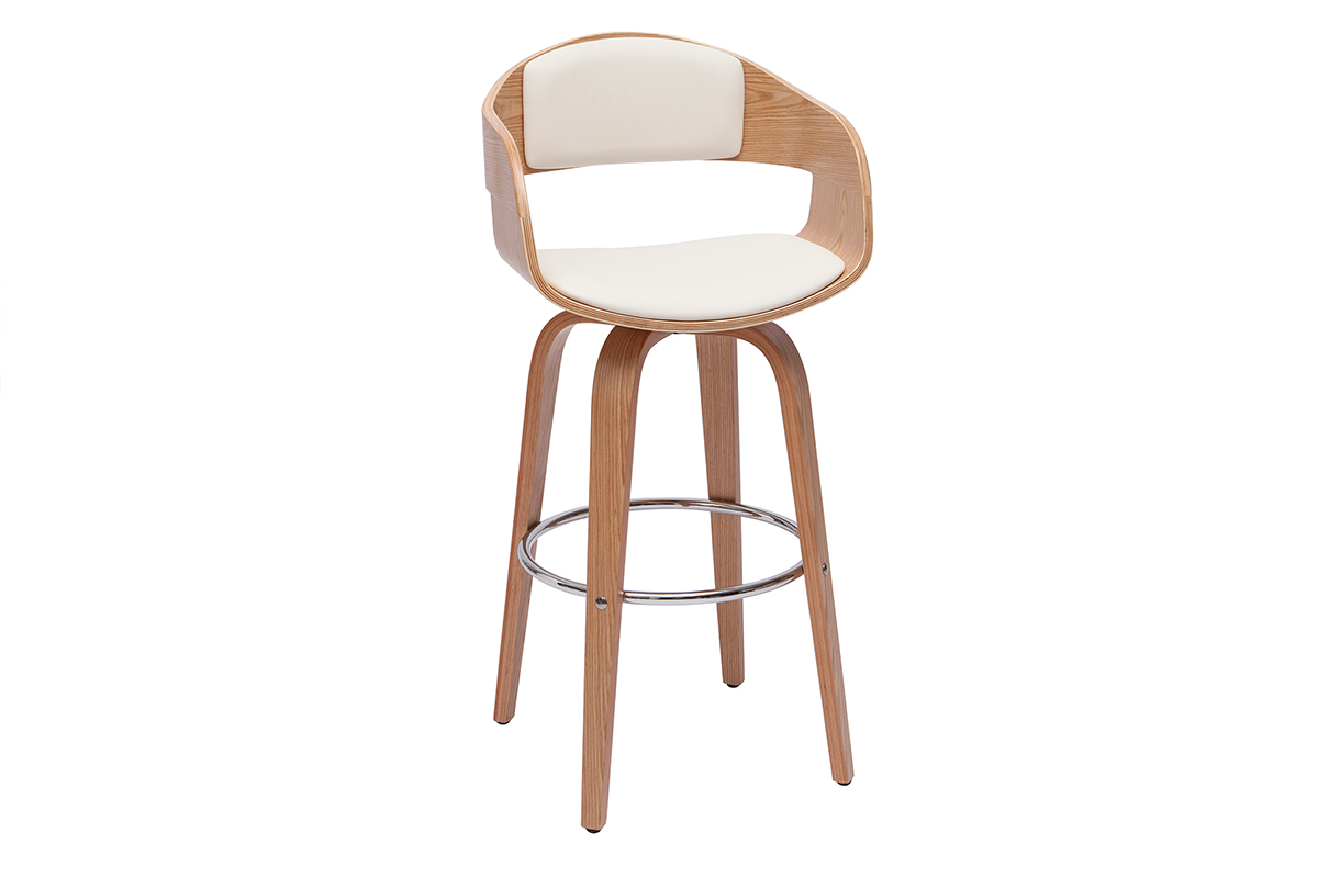 Tabourets de bar scandinaves pivotants 360� en bois clair H65 cm (lot de 2) GAO