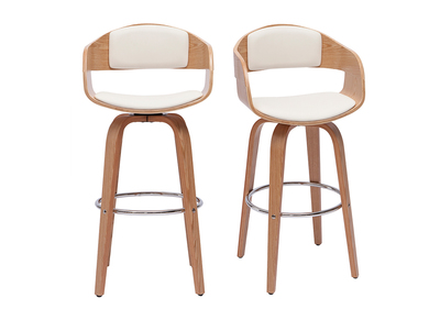 Tabourets de bar scandinaves pivotants 360&deg; en bois clair H65 cm (lot de 2) GAO