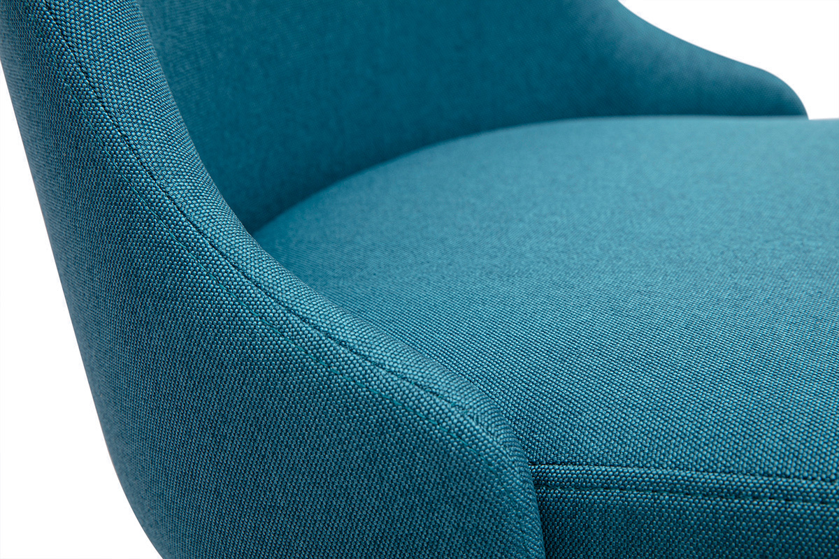 Tabourets de bar scandinaves pivotants 360� en tissu bleu canard et bois h�tre massif H65 cm (lot de 2) HASTA