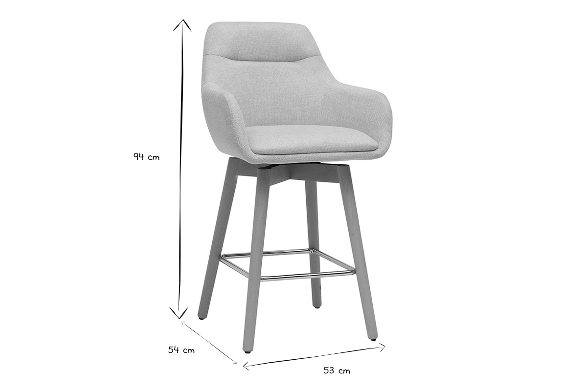 Tabouret de bar scandinave en noir et blanc avec dimensions 94x54x53 cm.