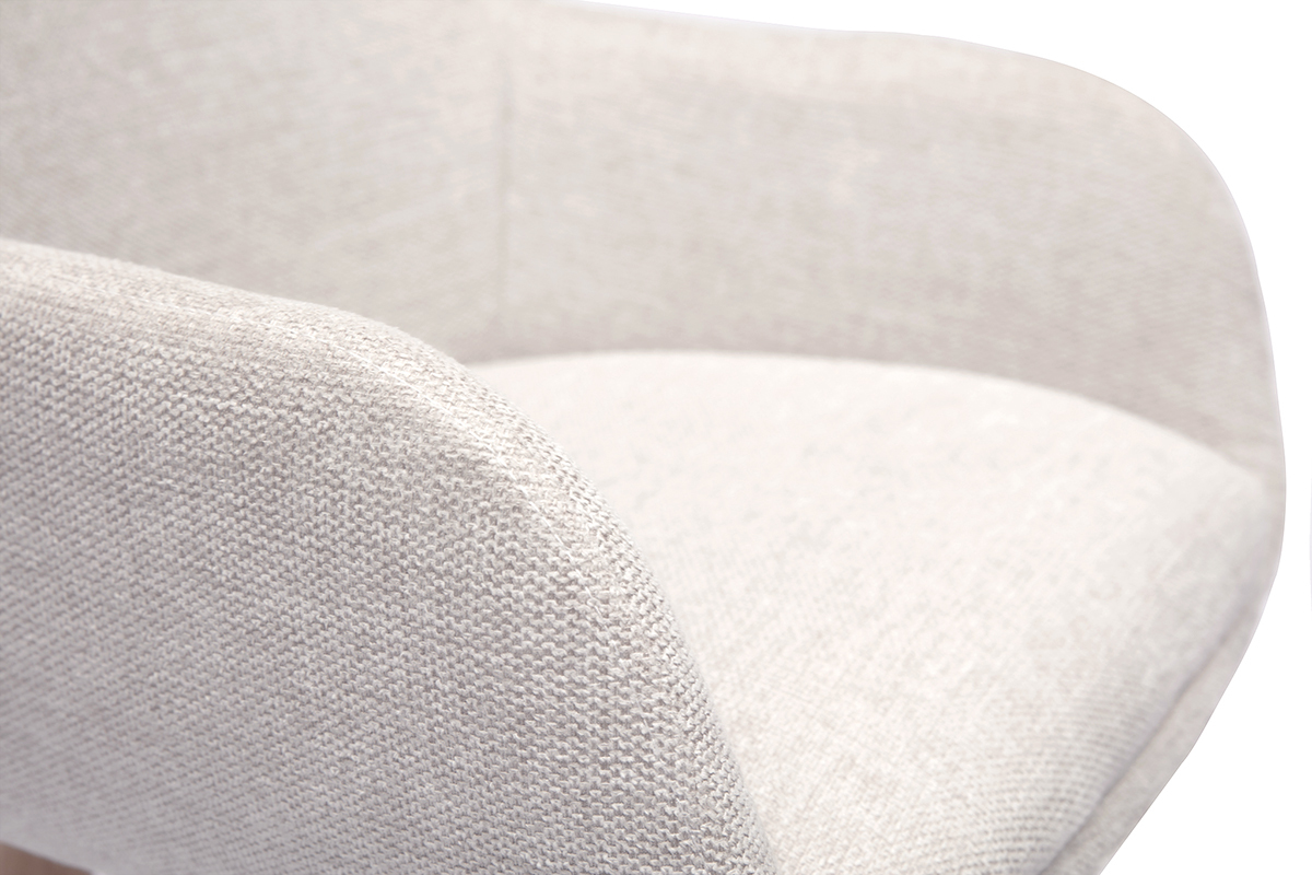 Gros plan sur le tissu effet velours textur� beige du tabouret de bar scandinave ALESS.