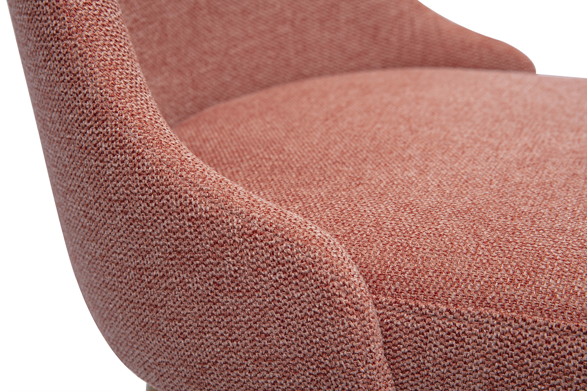 Tabourets de bar scandinaves pivotants 360� en tissu effet velours textur� terracotta et bois h�tre massif H65 cm (lot de 2) HASTA